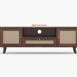 Peter Acacia wood cane Tv Cabinets with Drawers and Storage