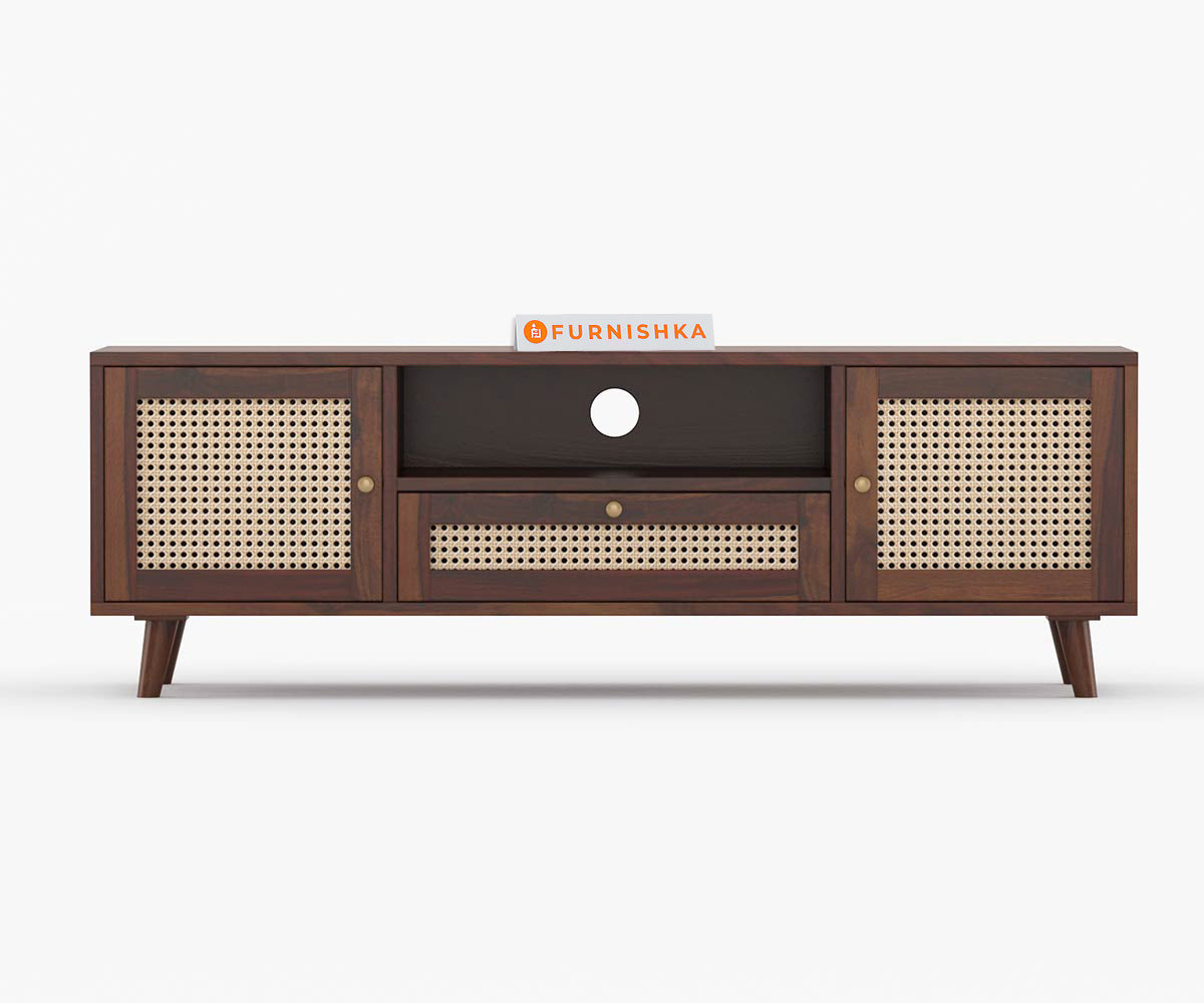 Peter Acacia wood cane Tv Cabinets with Drawers and Storage